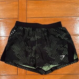 Gymshark Black and Green Men's Shorts